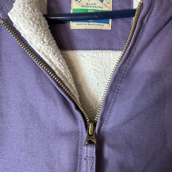 Sherpa Purple Lined Hooded Jacket Kids L Zip Up Barn Winter Coat Blue Mountain - Picture 3 of 16